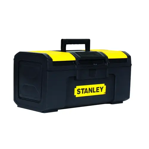 Tool Box, 50 lb, Polypropylene, Black/Yellow, 3-Compartment