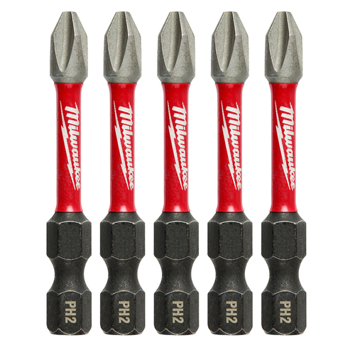 Milwaukee 48-32-4602 Power Bit, #2 Drive, Phillips Drive, 1/4 in Shank, Hex Shank, 2 in L, Steel - pack of 5