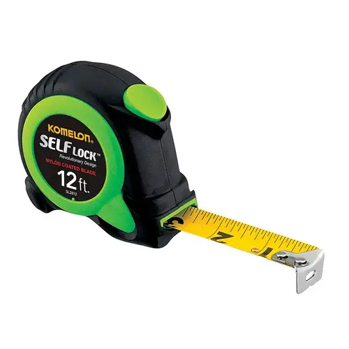 Komelon SL2812 Self Lock  Measuring Tape, 5/8 in x 12 ft, Green/Black