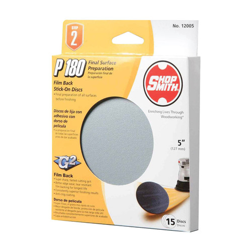 Sanding Disc 5" Aluminum Oxide Adhesive 180 Grit Fine