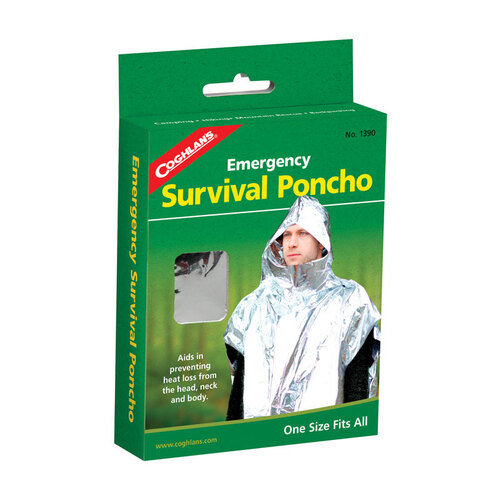 Emergency Survival Poncho, Metallized Aluminum/Polyethylene - pack of 6