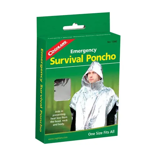 Coghlan's 1390-XCP6 Emergency Survival Poncho, Metallized Aluminum/Polyethylene - pack of 6
