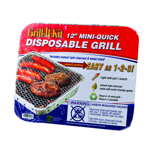 Marsh Allen 30157 Disposable Grill 12" Grill-It-Kit Charcoal Silver Silver