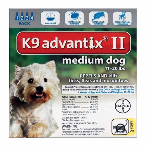 BAYER 81520372-AXT Flea Drops K9 Advantix II Liquid Dog Imidacloprid/Pyriproxyfen 0.14 oz