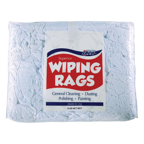 EBCO 77-8P Wiping Rags Cotton 18" W X 18" L 8 lb White