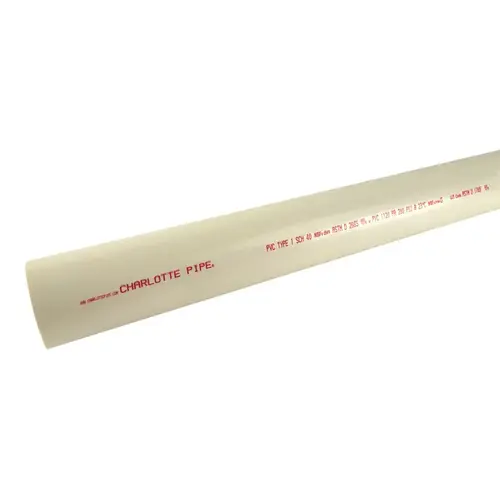 Pipe Charlotte Schedule 40 PVC 1/2" D X 5 ft. L Plain End 600 psi White