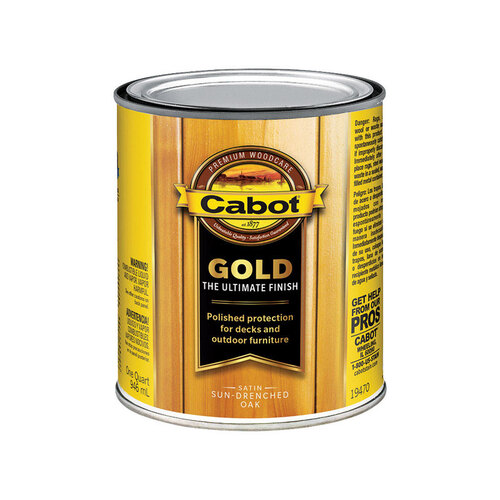 Deck Varnish Gold Satin Sun-Drenched Oak Oil-Based 1 qt Sun-Drenched Oak