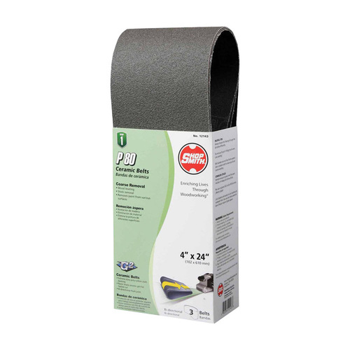 Shopsmith 12143 Sanding Belt 24" L X 4" W Ceramic 80 Grit Medium