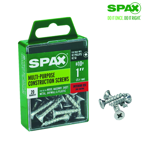 Spax 5338207 Multi-Purpose Screws No. 10 X 1" L Phillips/Square Flat Head Zinc-Plated
