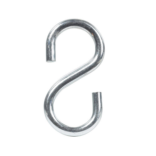 S-Hook Small Zinc-Plated Silver Steel 1.5" L 80 lb Zinc-Plated