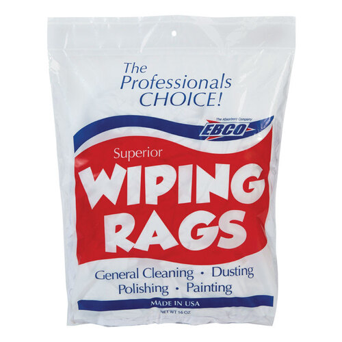 EBCO 77-1 Wiping Rags Cotton 18" W X 18" L 1 lb White