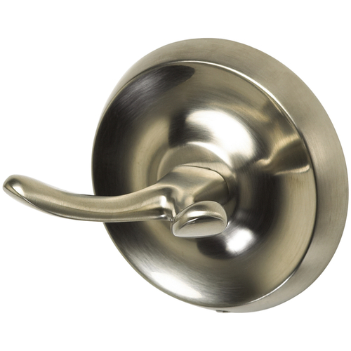 Double Hook Small Brushed Nickel Zinc 2" L 30 lb Brushed Nickel