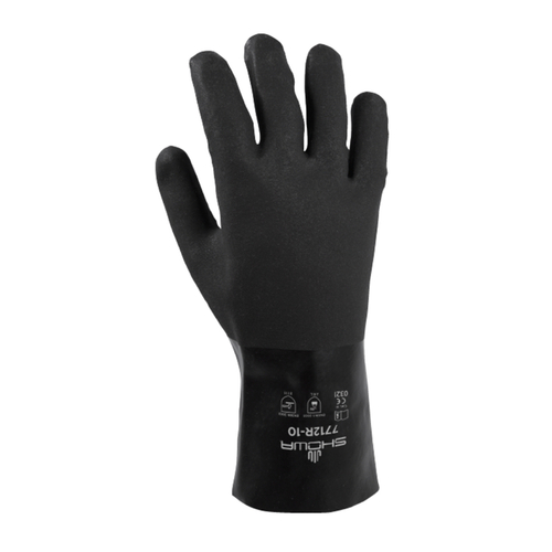 Atlas 7712R-10.RT Chemical Gloves Unisex Indoor/Outdoor Gaunlet Black L Black