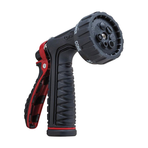 Hose Nozzle Pro Flo 7 Pattern Metal Black /Red