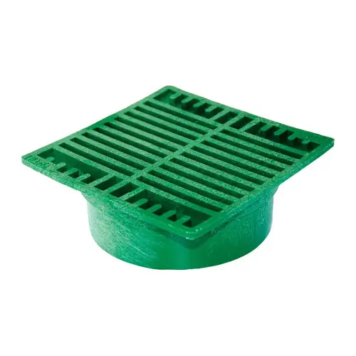 Drain Grate 7" Green Square Polyolefin Green