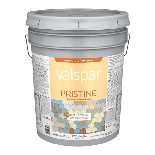 Paint and Primer Pristine Semi-Gloss Tintable Clear Base Exterior 5 gal Tintable