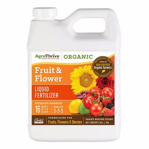 AgroThrive ATFF1032 Fertilizer Organic Flowers/Fruits/Vegetables 3-3-5 32 oz