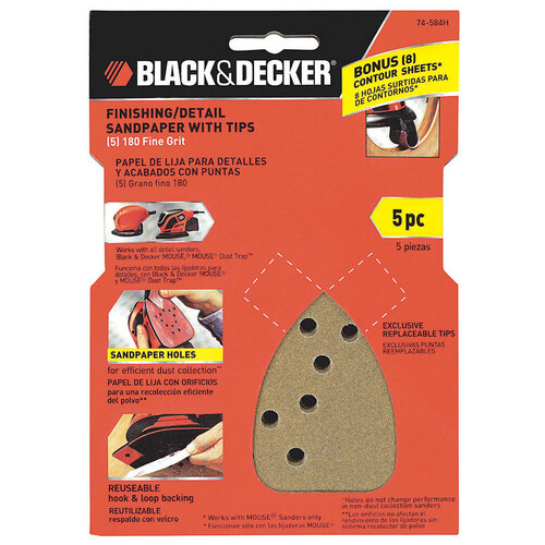 Black+Decker BDAM180 Sandpaper 6" L X 4" W 180 Grit Aluminum Oxide