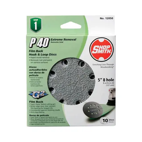 Sanding Disc 5" Aluminum Oxide Hook and Loop 40 Grit Coarse