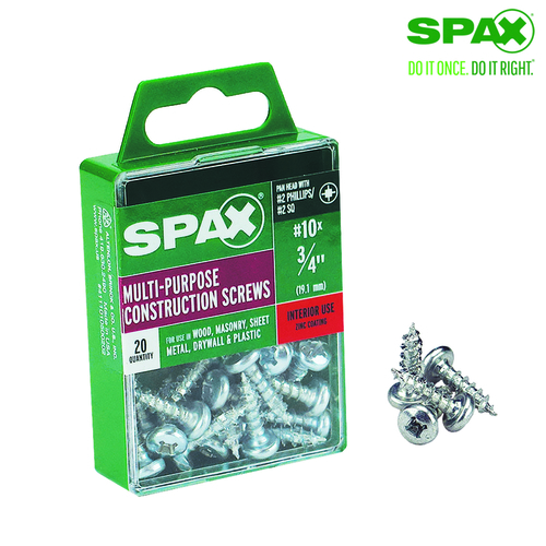 Spax 5337969 Multi-Purpose Screws No. 10 S X 3/4" L Phillips/Square Zinc-Plated Zinc-Plated