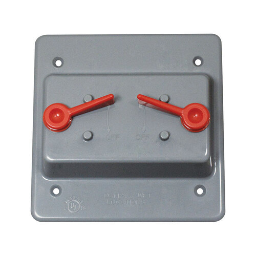 Sigma Engineered Solutions 14327 Toggle Switch Cover Square Plastic 2 gang Wet Locations Gray