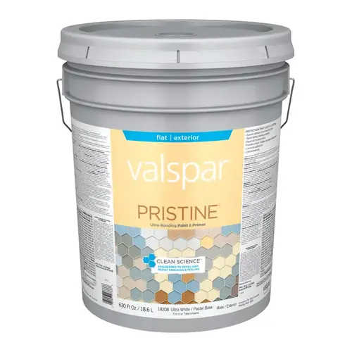 Paint and Primer Pristine Flat Basic White Pastel Base Exterior 5 gal Basic White