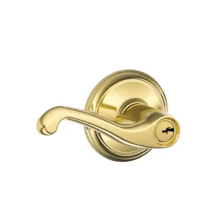 Schlage Flair Bright Brass Entry Lever ANSI Grade 2 KD4 1-3/4 in. Schlage Flair Bright Brass Entry Lever ANSI Grade 2 KD4 1-3/4 in.
