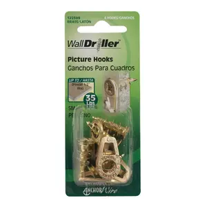 Hillman WallDriller Gold Drywall Picture Hook 35 lb 4 pk