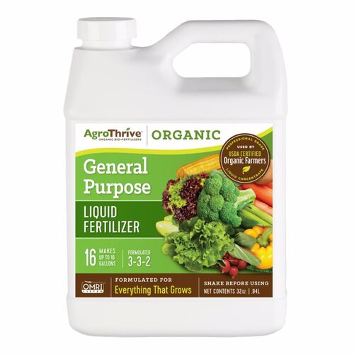AgroThrive ATGP1032 General Purpose Fertilizer Organic Everything that Grows 3-3-2 32 oz