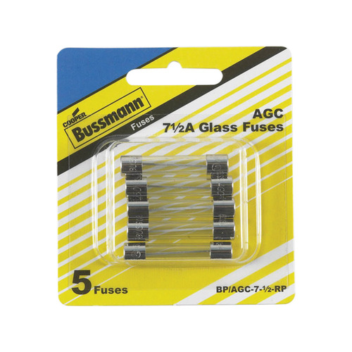 Glass Tube Fuse 7.5 amps AGC Clear Clear - pack of 5