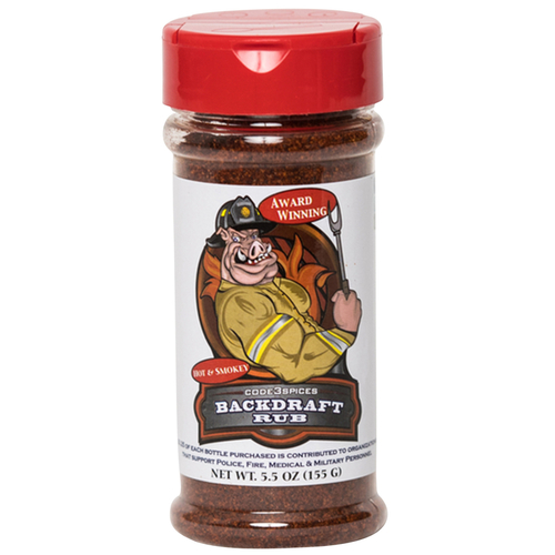 Code 3 Spices BD6 BBQ Seasoning Backdraft Rub Hot and Smokey 5.5 oz