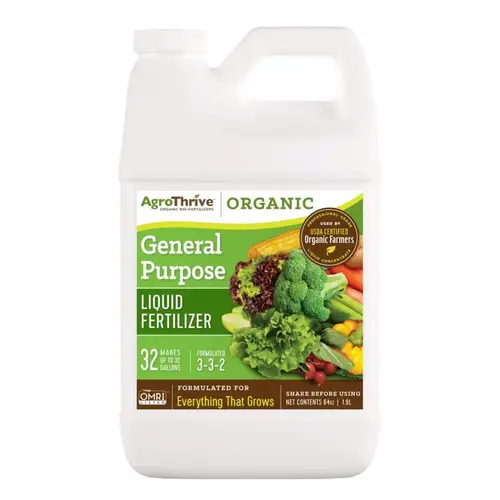 AgroThrive ATGP1064 General Purpose Fertilizer Organic Everything that Grows 3-3-2 64 oz