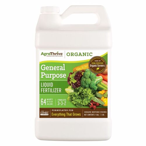 AgroThrive ATGP1128 General Purpose Fertilizer Organic Everything that Grows 3-3-2 1 gal