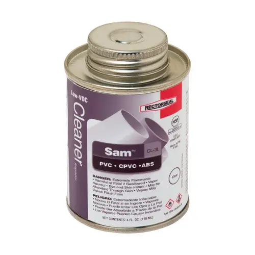 RectorSeal 55929 Cleaner Sam Clear For ABS/CPVC/PVC 4 oz Clear