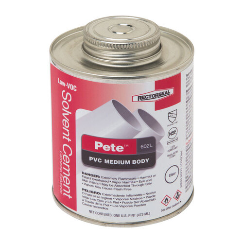 RectorSeal 55926 Solvent Cement Pete Clear For PVC 16 oz Clear