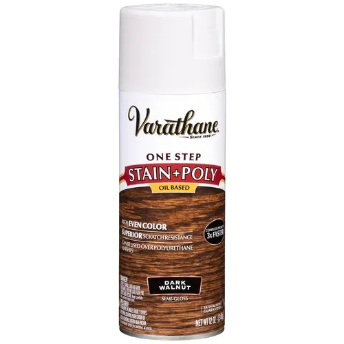 Stain/Poly Spray Semi-Transparent Semi-Gloss Dark Walnut Oil-Based Polyurethane 12 oz Dark Walnut