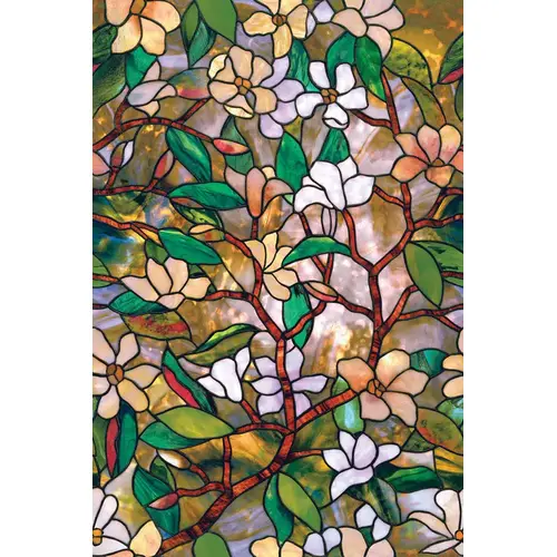 Window Film, 36 in L, 24 in W, Magnolia Pattern - pack of 4