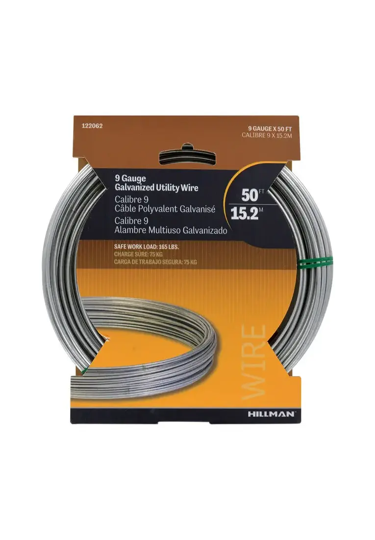 Utility Wire Galvanized Steel Wire Braces Wire Hillman 50ft - 19 Gauge, 20lb Hillman ...