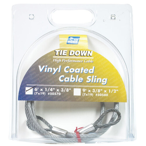 Tie Down Engineering 50570 Cable Sling Clear Vinyl Galvanized Steel 1/4" D X 6 ft. L Clear Vinyl