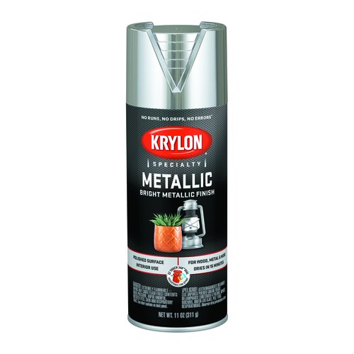 KRYLON K01401777 Spray Paint, Metallic, Bright Silver, 11 oz, Aerosol Can