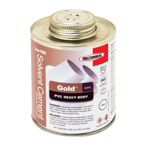 RectorSeal 55952 Solvent Cement Gold Clear For PVC 16 oz Clear
