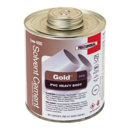 RectorSeal 55954 Solvent Cement Gold Clear For PVC 32 oz Clear