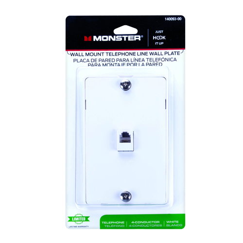 Monster 140093-00 Wall Plate Just Hook It Up White 1 gang Plastic Telephone White
