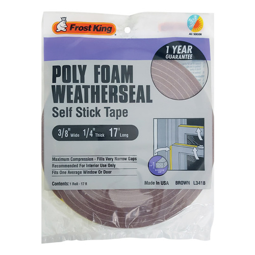 Frost King L341BH Weather Seal Brown Poly Foam For Doors and Windows 17