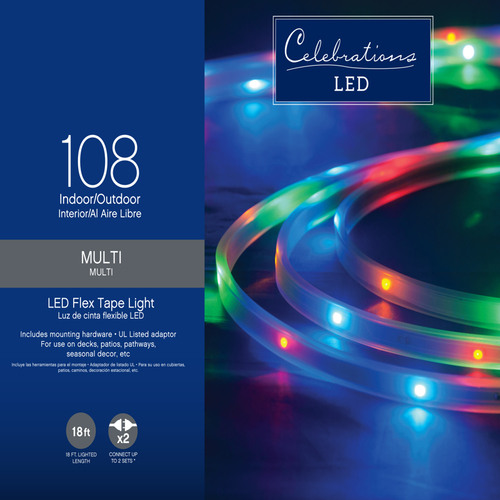 Christmas Lights LED Multicolored 108 ct Rope 18 ft.