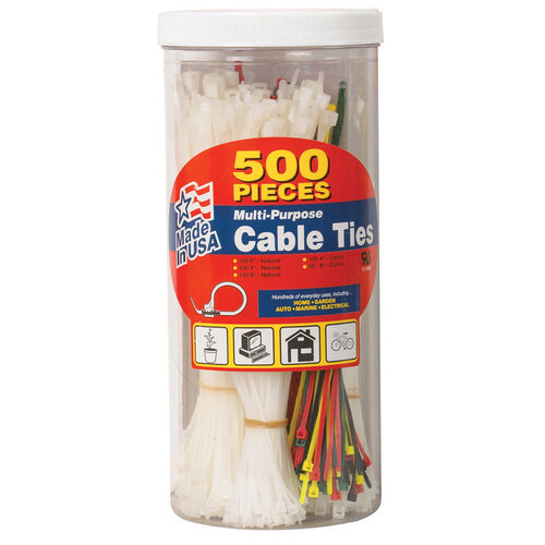 Cable Tie, Double-Lock Locking Assorted - pack of 500