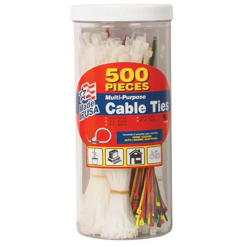 Cable Tie, Double-Lock Locking Assorted - pack of 500