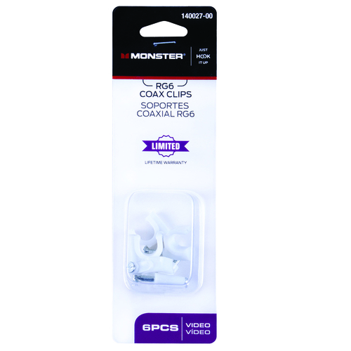 Coaxial Cable Clips Just Hook It Up Cable RG6 White