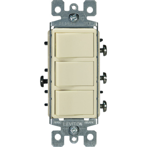 Triple Combination Switch Decora 15 amps Single Pole Rocker Ivory Ivory