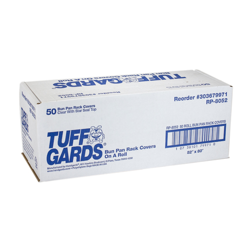 TUFFGARDS 303679971 Tuffgards High Density Polyethylene Clear Roll Pack 52 Inch X 80 Inch Bun Rack Cover, 50 Each